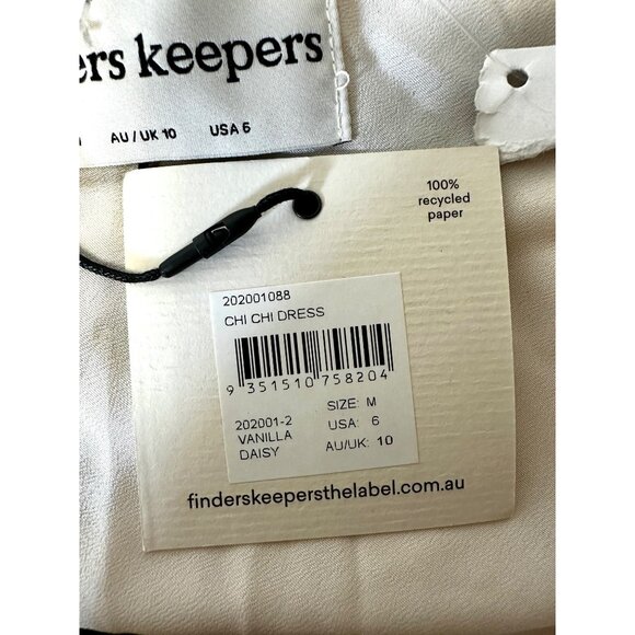 Finders Keepers Chi Chi Slip Dress M NWT Vanilla Daisy Lip Embroidered Mesh Maxi - Picture 9 of 11